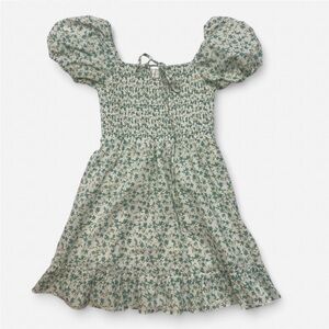 Sweet Lemon Women’s Floral Smocked Mini Dress Blue White Puff Sleeve Size Large